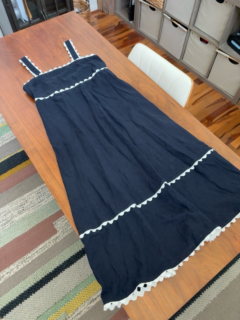 Cynthia Rowley Linen Blend Rickrack Trim Midi Maxi Dress Size XL - Picture 2 of 7